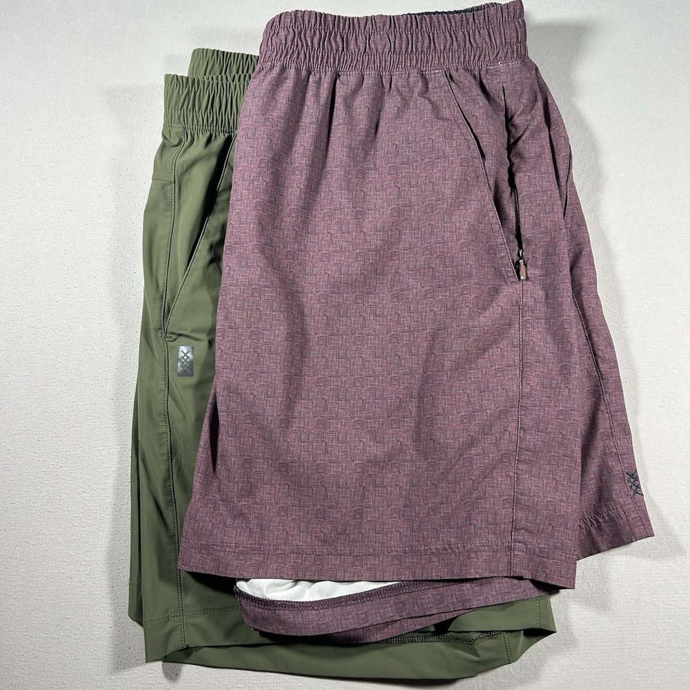 Mens Rhone Shorts Bundle XXL Purple Olive Athletic Stretch 7 Inseam 2 Pack Lot